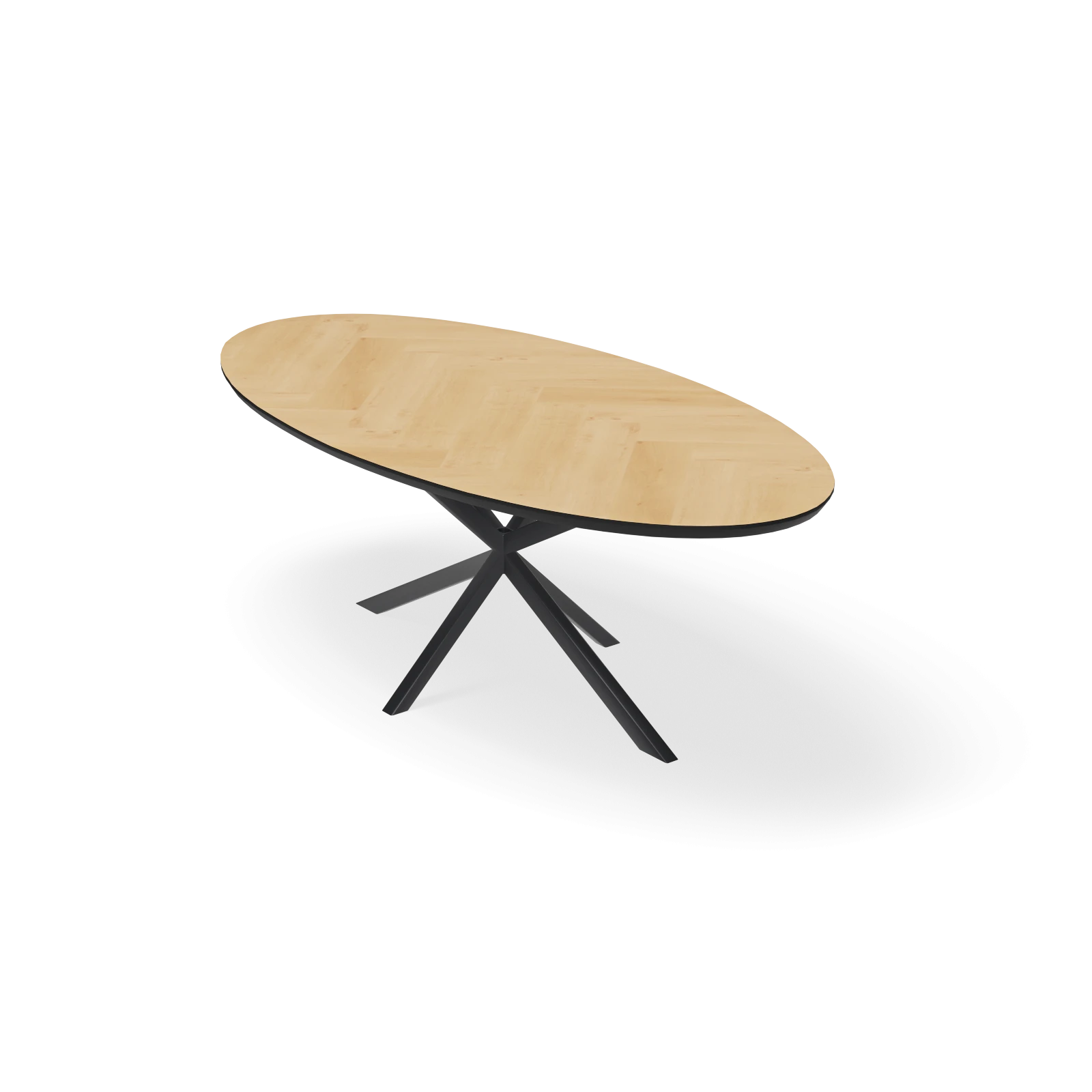 Eettafel North - Ovaal Eiken Visgraat Nature White (220x110cm)