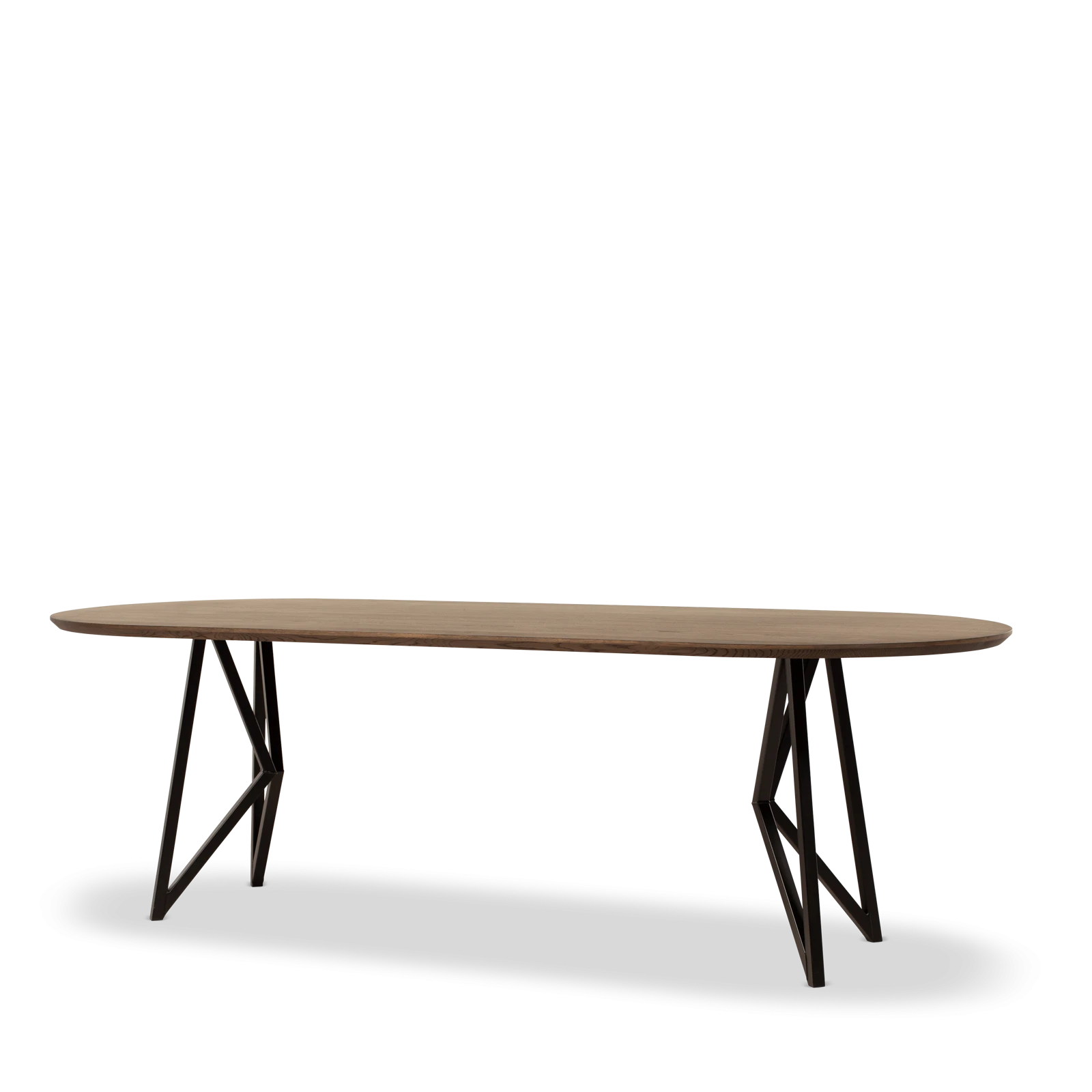 Eettafel (halve cirkel - 240x100cm) Crosse Los (zwart) - Eiken Deer Brown